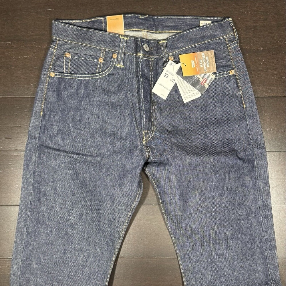 Levi's 501 Jeans 33 x 32 White Oak Cone Selvedge Raw Denim Straight Leg Shrink 6